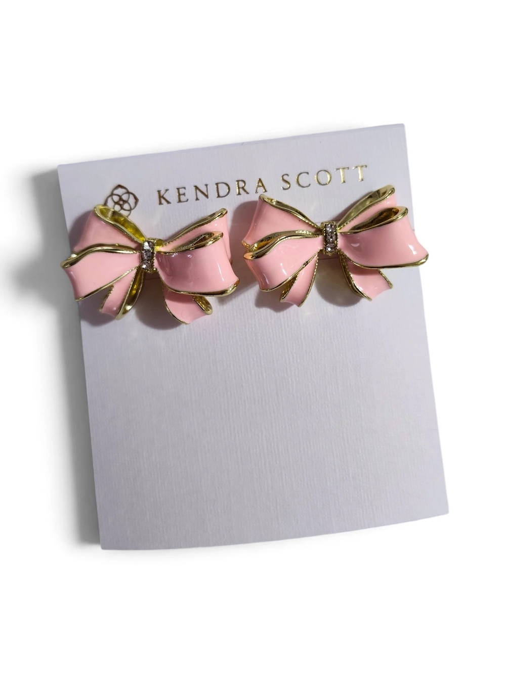 🆕️ Kendra Scott X LoveShackFancy Pink Bow Necklace & Earrings Set Gold Plating - Picture 4 of 8